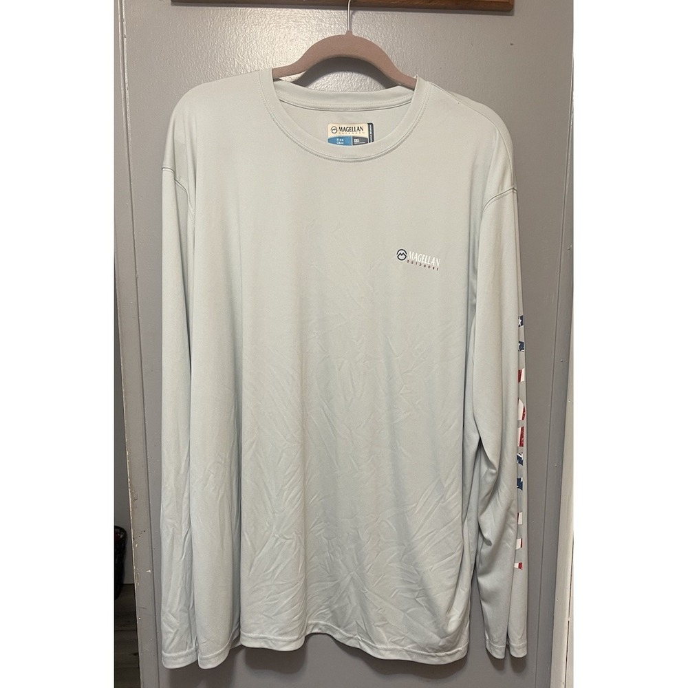 Magellan Outdoor Pro Angler 2XL Shirt nylon, Moisture Wicking, Gray  Cool